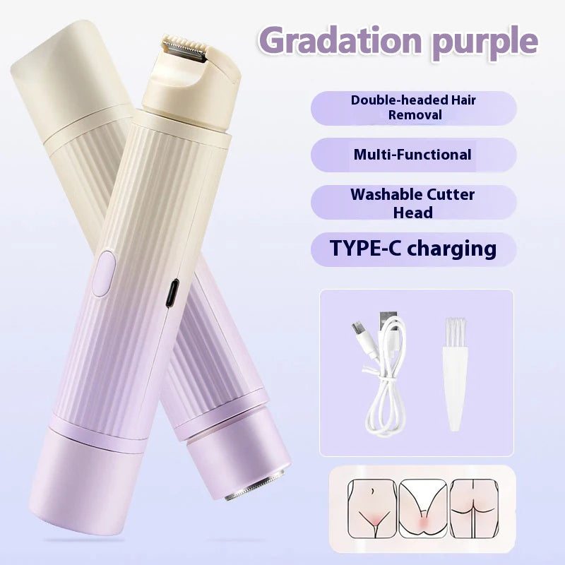 Rechargeable 2-in-1 Electric Hair Shaver in gradation purple with multi-functional features and TYPE-C charging.